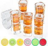 6 Pack 2oz Heavy Base Shot Glasses Set, Square Clear Shot Glasses Bulk, Tequila Shot Glass Small Bar Cart Accessories Espresso Shot Glass Holder for Spirits & Liquors, Whiskey, Vodka, Tequila, Party