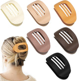 4" Large Round Flat Hair Clips for Women - Strong Hold Lay Down Claw Clamps Hair Barrettes Alligator Clip for Thick Thin Hair(Neutral Colors）