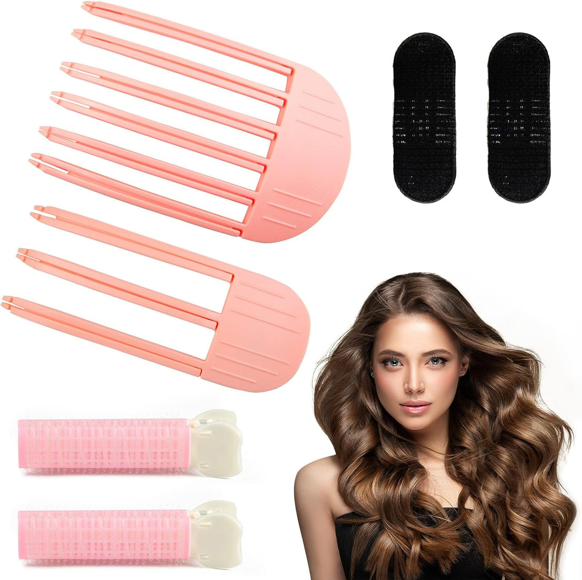 6Pcs Volumizing Hair Clips - Hair Volume Clips for Fluffy Bangs, Spong Bun Updo Volumizing Hair Root Clips Hair Comb Tool (Pink)