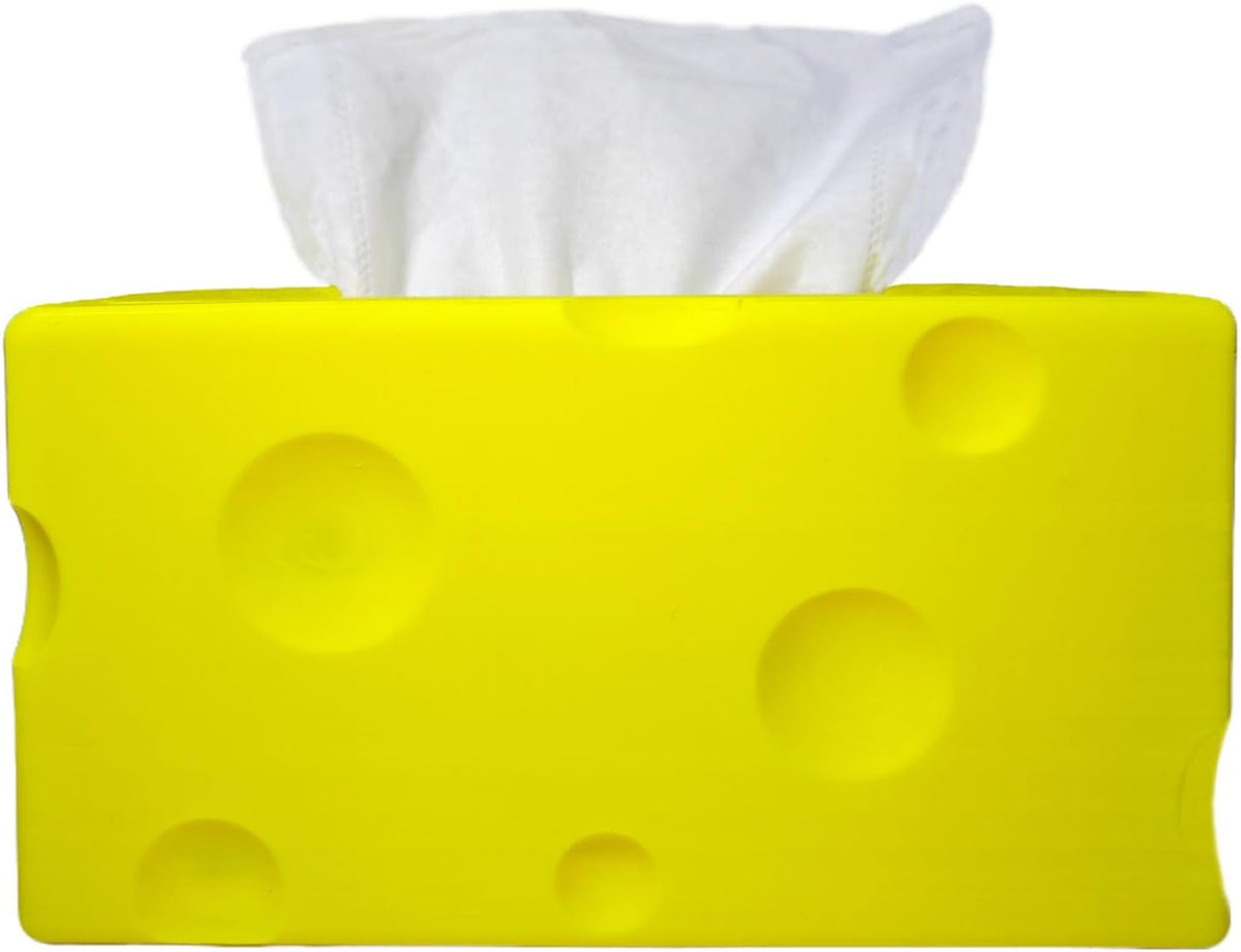 Cheese Automatic Sinking Tissue Box Cover, Stylish Rectangle Sunken Tissue Box Holder with Pull-Out Bottom, Decorative Tissue Cover for Bathroom Toilet Bedroom Table Desk Office (Yellow)