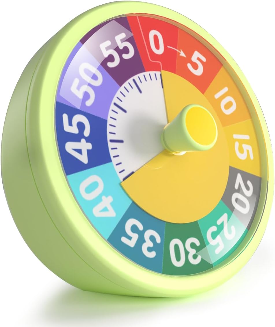 60 Minute Visual Timer for Classroom Kids Teachers, 4-Inch Countdown Timer for Kitchen Cooking, Toddler, Training, Study, Work (Battery Not Included)