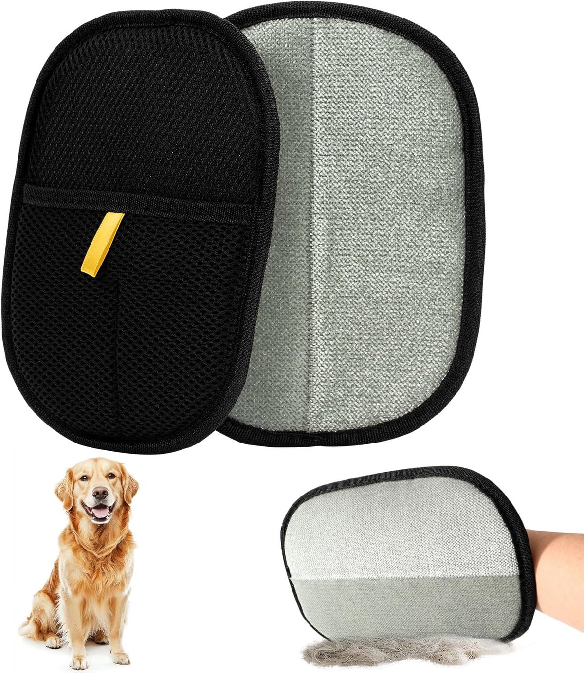 2PCS Double-Sided Pet Hair Remover Gloves, Electrostatic Cat Dog Pet Grooming Gloves, Pet Hair Remover for Carpet Couch Car, Versatile Pet Hair Remover for Washing Deshedding Grooming