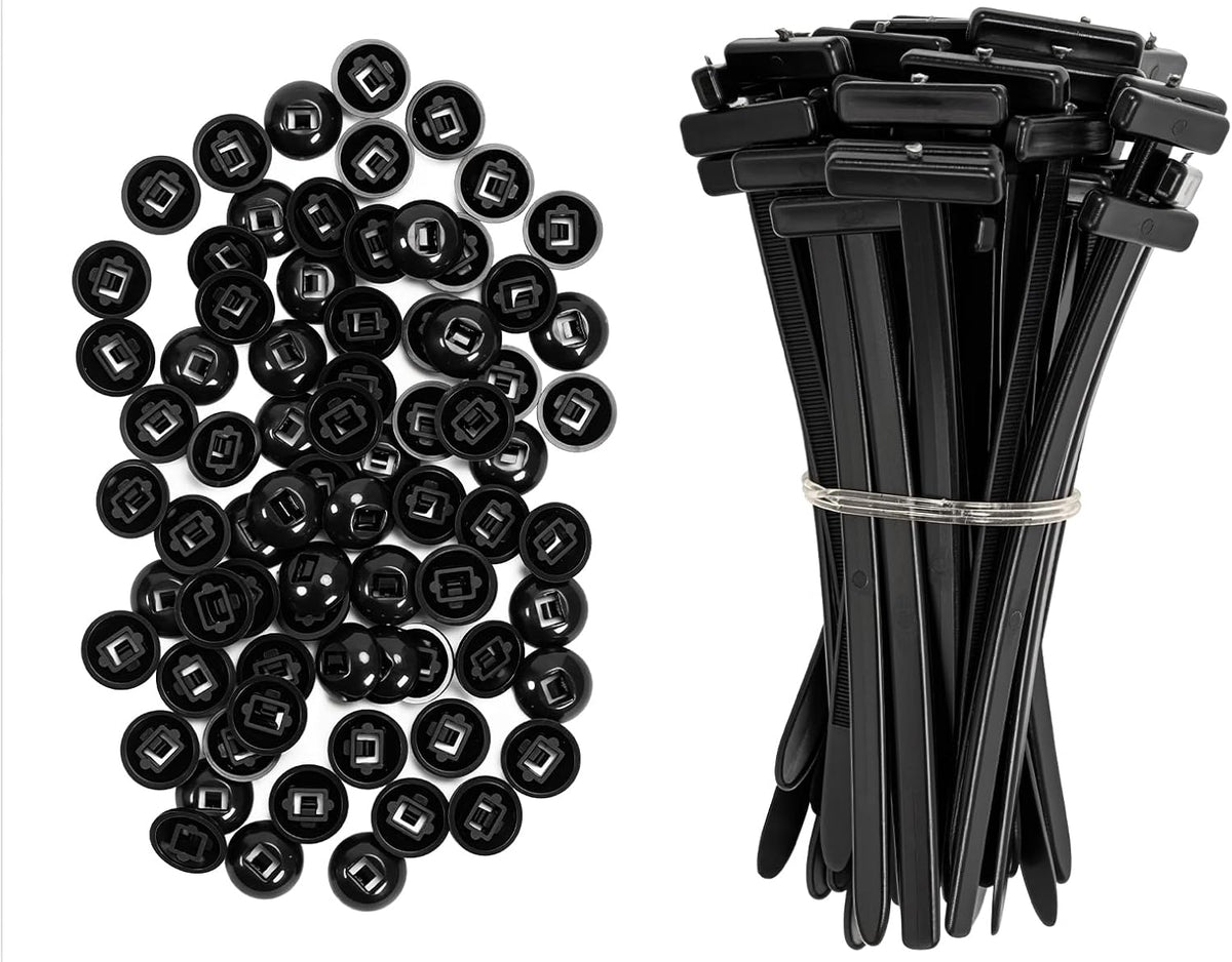 Nylon Universal Zip Ties, 100PCS Cable Ties Buckle, Self-Locking Multipurpose Black Zip Ties Heavy Duty for Car Daily Repair Indoor and Outdoor UV Resistant