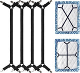 4PCS Bed Sheet Holders Straps for Corners, Elastic Adjustable Fitted Sheet Holder, Easy Install Bed Sheet Holder Suit for Round and Square Mattresses Bedspread Fasteners and Suspenders