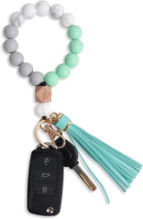 Wristlet Keychains Bracelet, Key Ring Bracelet, Tassel Silicone Beaded Key Chains for Women
