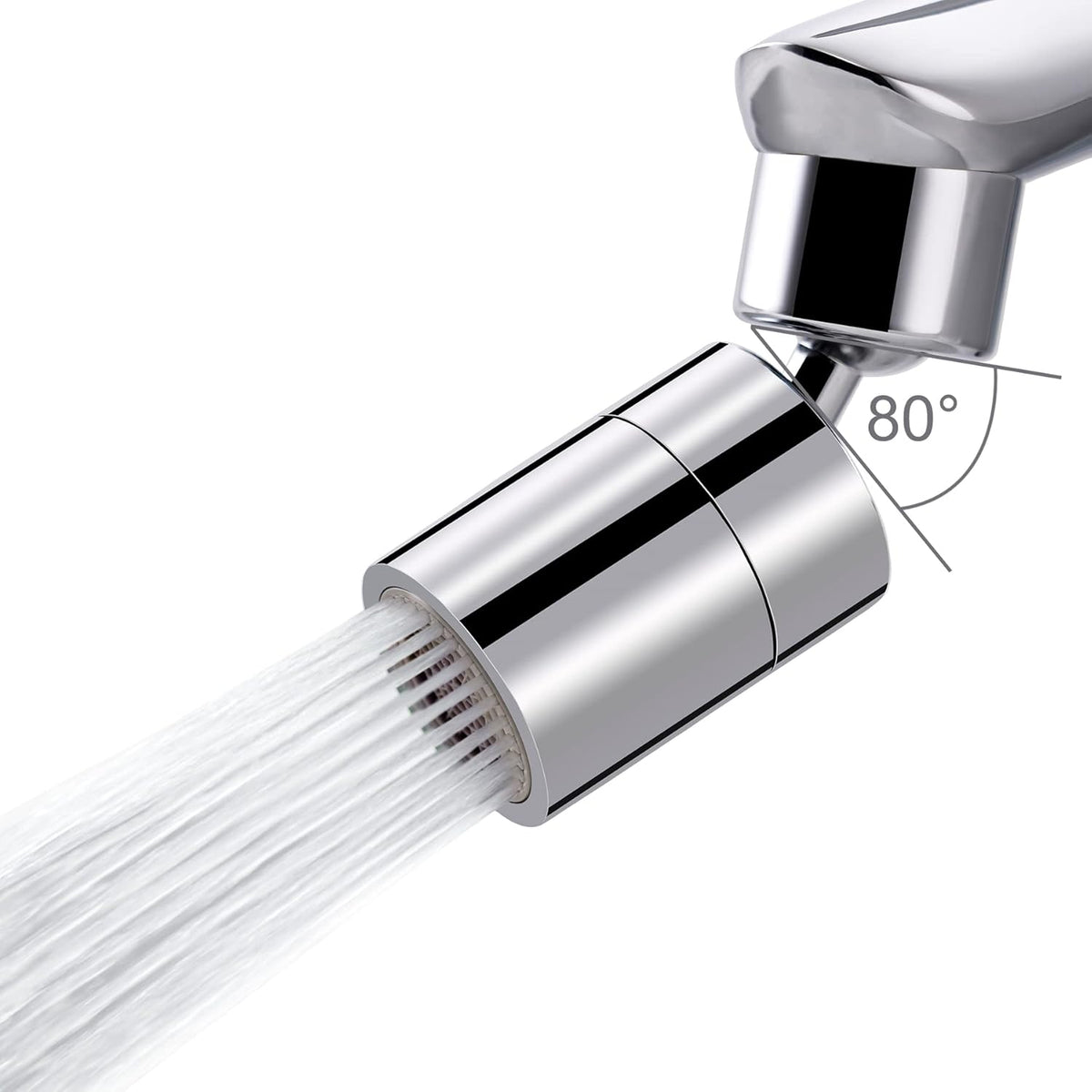 Kitchen Sink Faucet Aerator Solid Brass - Big Angle Swivel Faucet Aerator Dual-Function 2 Sprayer Kitchen Faucet Attachment Swivel Sprayer- 360-Degree Swivel - Polished Chrome/ 1.8GPM