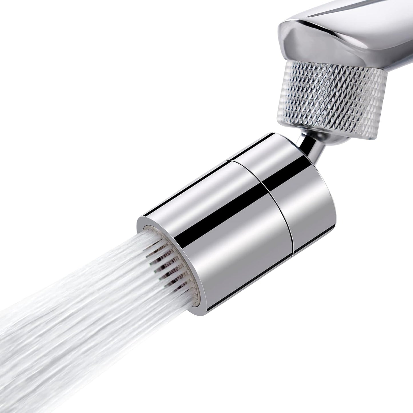 Dual-Function Female Faucet Aerator, 1.8 GPM Extra Big Angle Rotate Kitchen Sink Aerator Sprayer Head 360 Degree Swivel Kitchen Sink Sprayer Attachment-55/64 Inch-27UNS Female Thread-Chrome