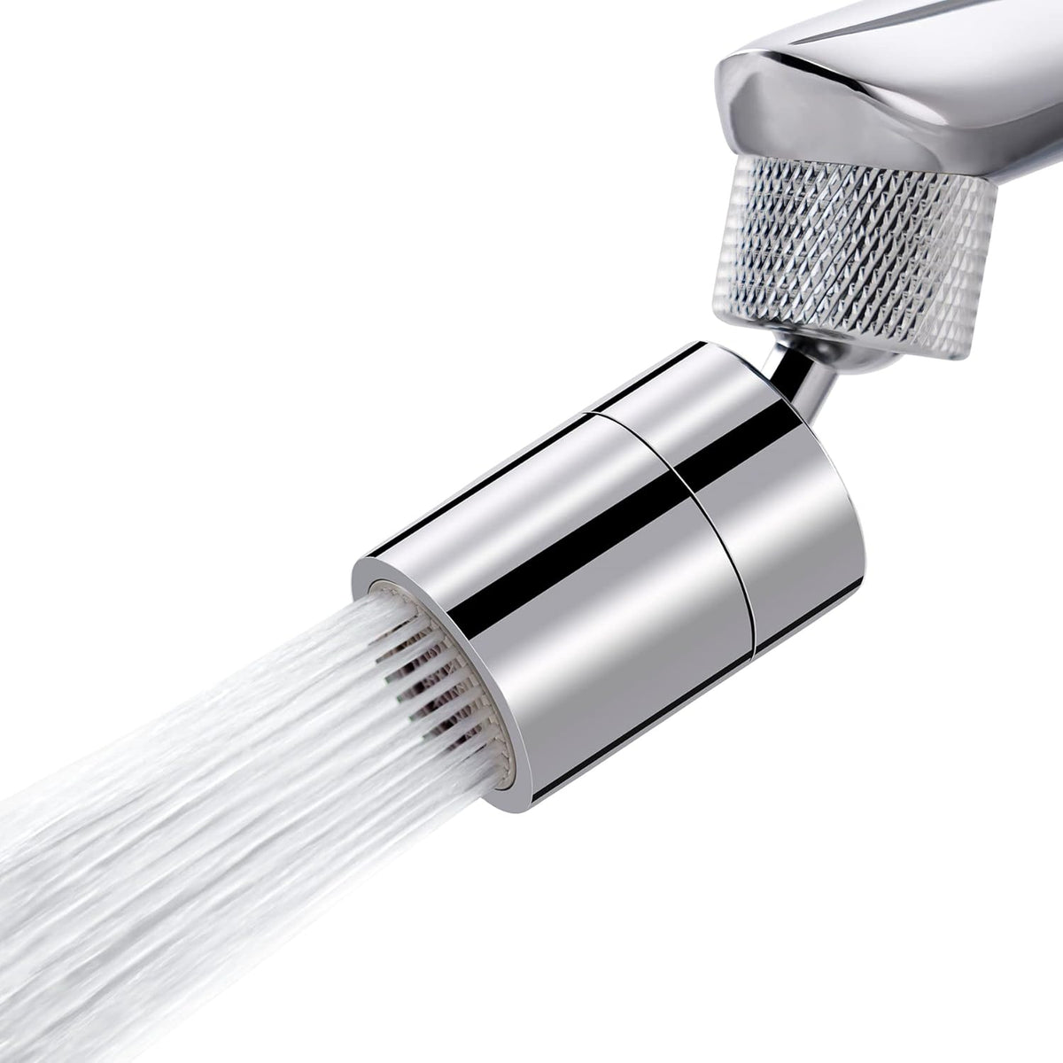 Dual-Function Female Faucet Aerator, 1.8 GPM Extra Big Angle Rotate Kitchen Sink Aerator Sprayer Head 360 Degree Swivel Kitchen Sink Sprayer Attachment-55/64 Inch-27UNS Female Thread-Chrome