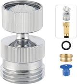 Garden Hose Adapter Kit - Sink Swivel Faucet Aerator to Connect Hose, Multi-Thread With Cache Aerator Key for Male and Female Connections, Chrome Finish