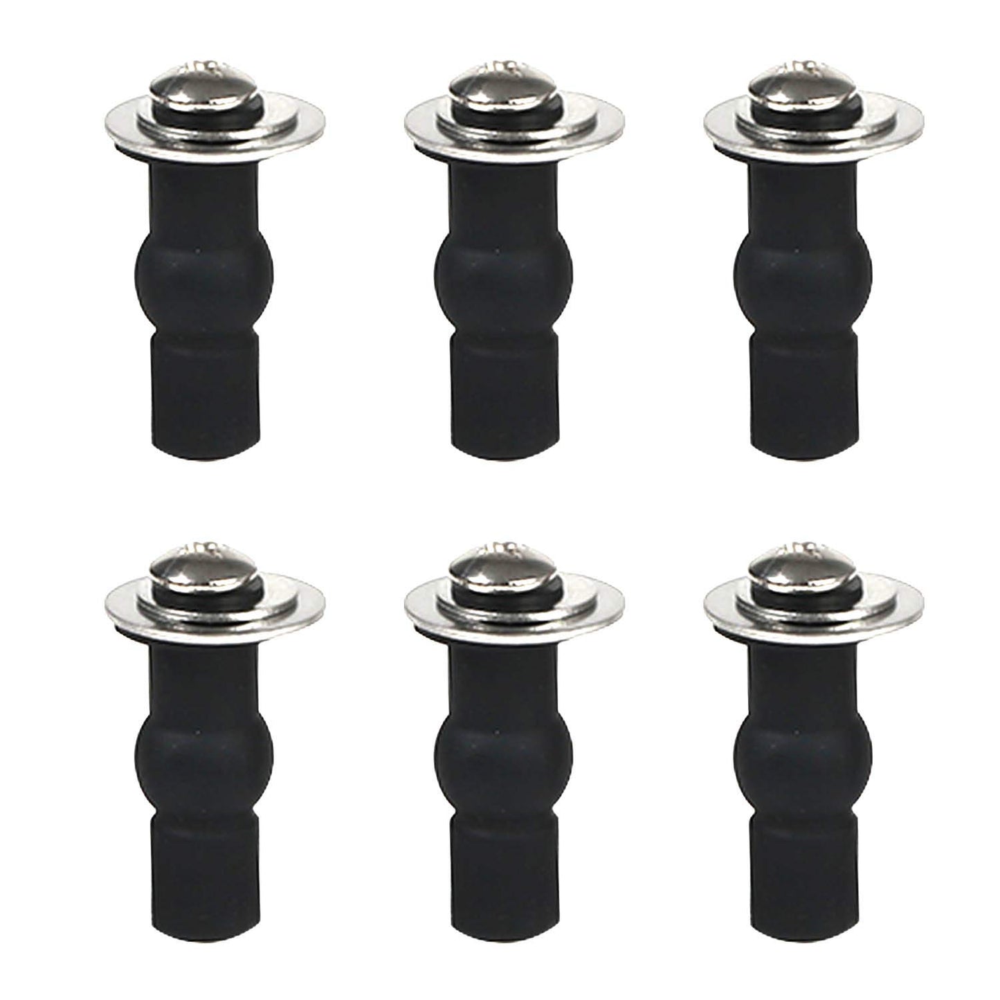 6 Pack Universal Toilet Seat Hinges Screw, Toilet Seat Hinges Blind Hole fixings Expanding Rubber Top Fix Nuts Screws for Top Mounting Toilet Seat Hinges-3 Pairs (with One Expandable Ball)