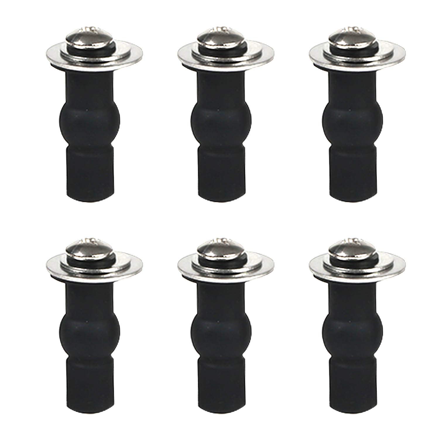 6 Pack Universal Toilet Seat Hinges Screw, Toilet Seat Hinges Blind Hole fixings Expanding Rubber Top Fix Nuts Screws for Top Mounting Toilet Seat Hinges-3 Pairs (with One Expandable Ball)