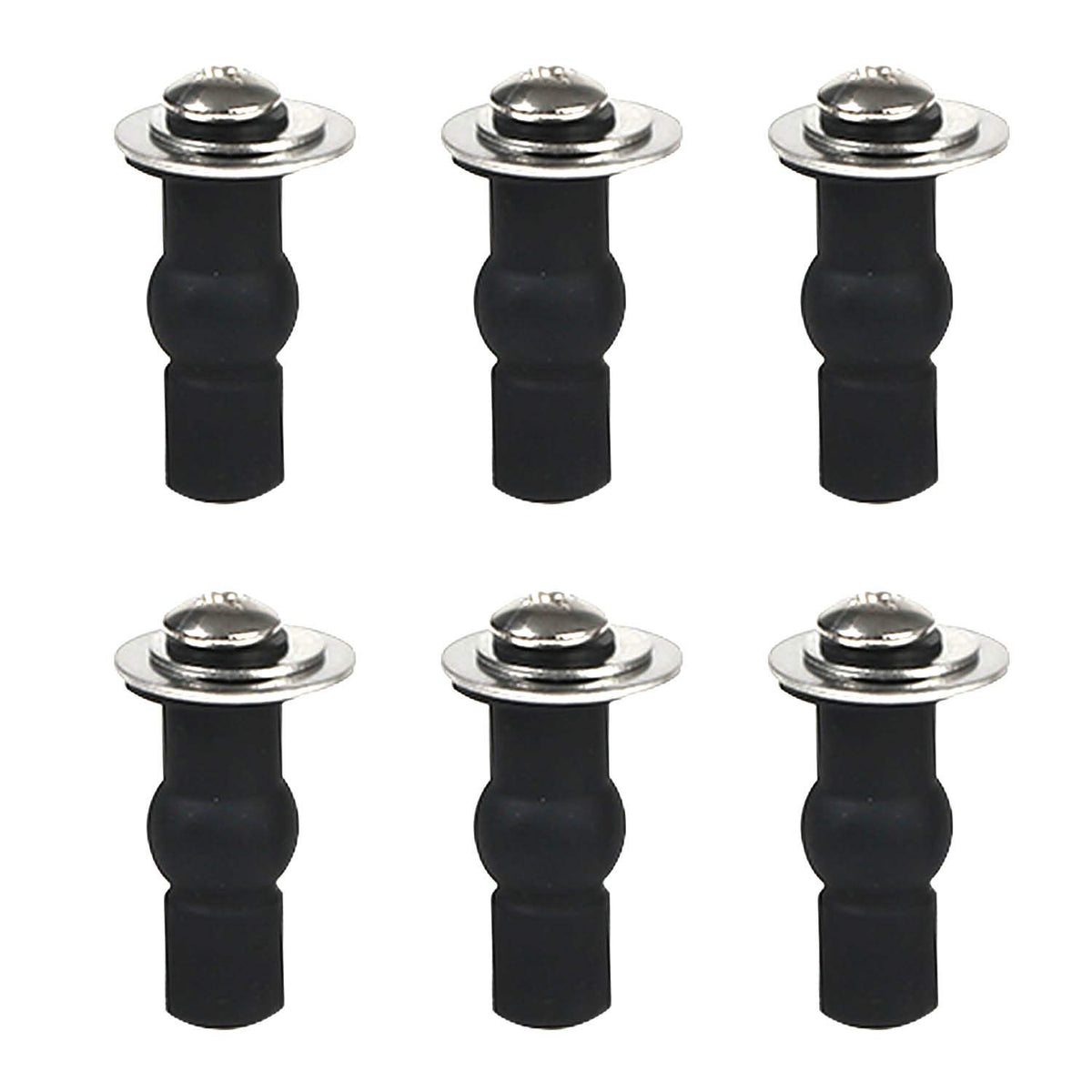6 Pack Universal Toilet Seat Hinges Screw, Toilet Seat Hinges Blind Hole fixings Expanding Rubber Top Fix Nuts Screws for Top Mounting Toilet Seat Hinges-3 Pairs (with One Expandable Ball)
