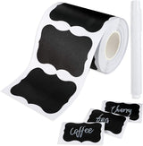 Cerolopy 150Pcs Waterproof Chalkboard Labels, Reusable Blackboard Stickers for Kitchen Organize with 1 White Chalk Pen,Removable Label Sticker on a Roll for Jars, Scrapbooking(Lace Shape)