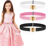 3 Pack Elastic Belts for Toddler Kids Adjustable Boys Girls Teens Stretch Belts with Heart Buckle