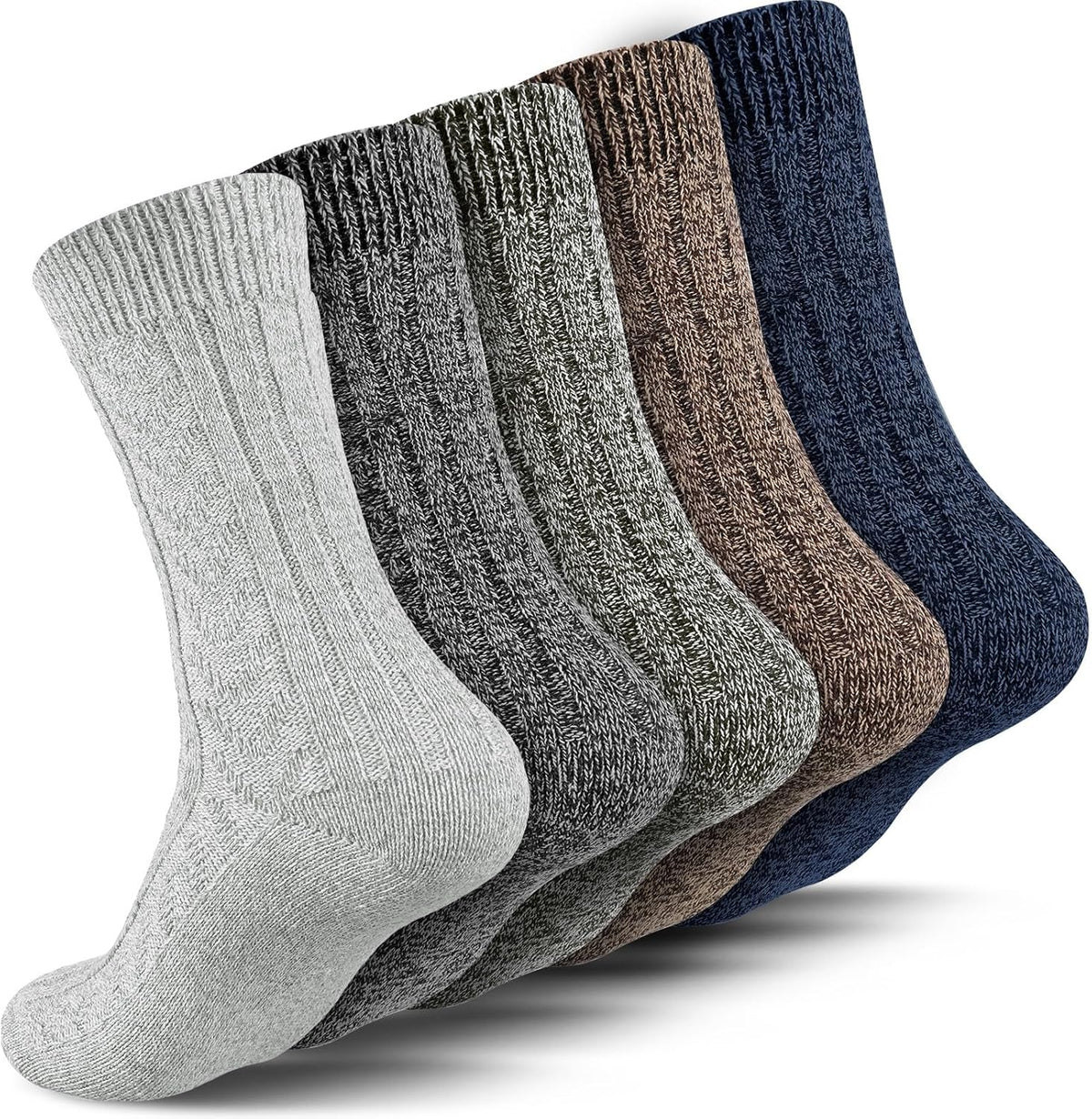 5 Pairs Men's Wool Socks, Wool Hiking Socks, Winter Thick Thermal Soft Warm Sock Cozy Boot Sock Gifts for Men