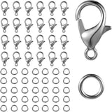 250pcs Lobster Claw Clasps With Open Jump Rings Set,jewelry Bracelet Connectors Necklace Clasp Bracelet Clasp Jump Rings For Jewelry Making (silver)