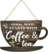 Wooden Coffee Sign Good Moon Starts with Coffee & Tea Hanging Plaque Coffee Sign Farmhouse Decorative for Kitchen Bar Decor Coffee Lover