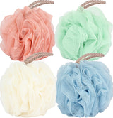 Store Bath Sponges Shower Loofahs Large Mesh Balls Sponge 4 Colors for Body Wash Bathroom Men Women - Pack of 4 Scrubber Cleaning Loofah Bathing Accessories (50g)