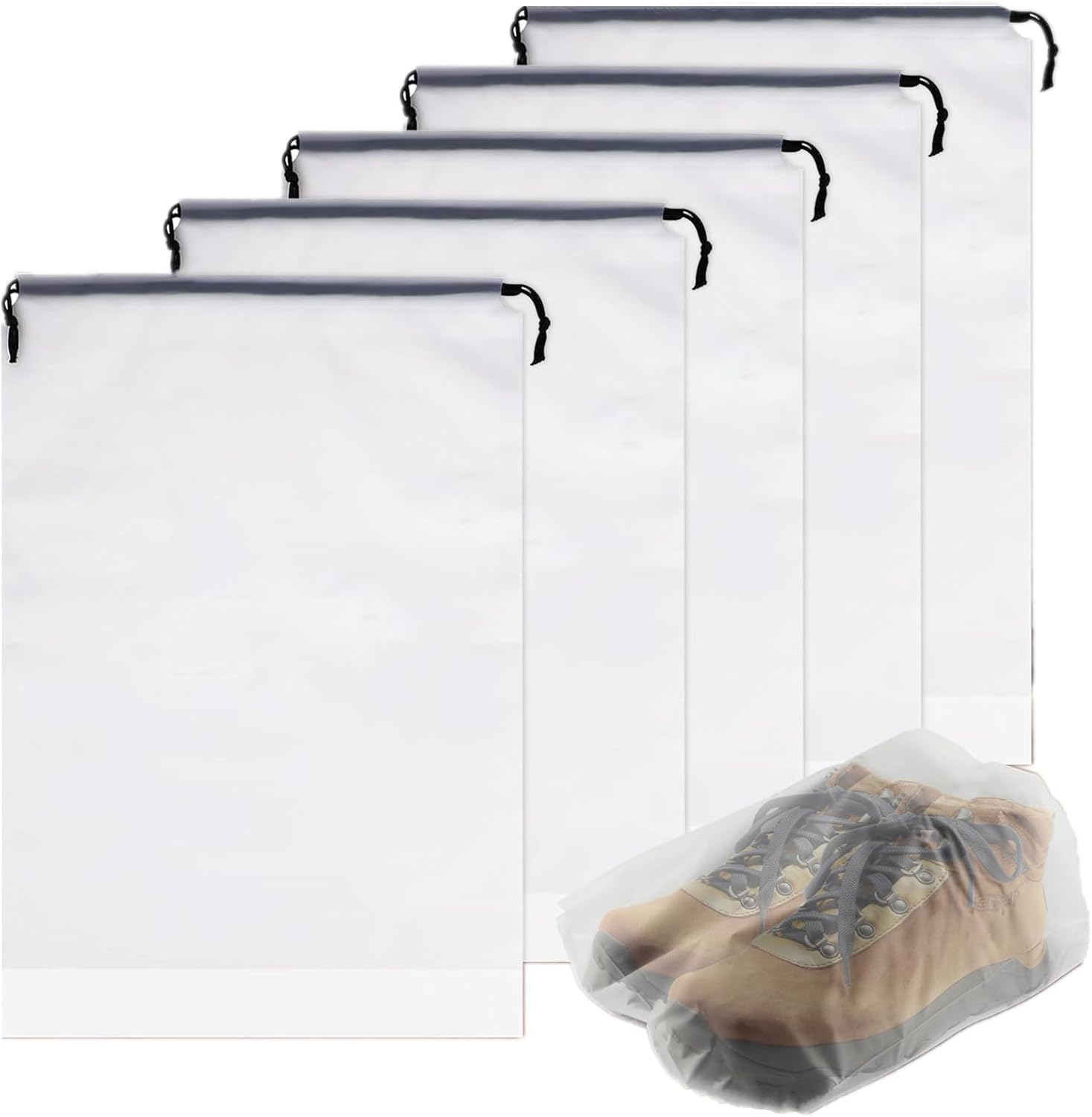 Store 20 Pack Transparent Shoe Bags 40x30 cm for Travel Large Clear Shoes Storage Organizers Pouch with Rope for Men and Women Home Storage Water-Resistant