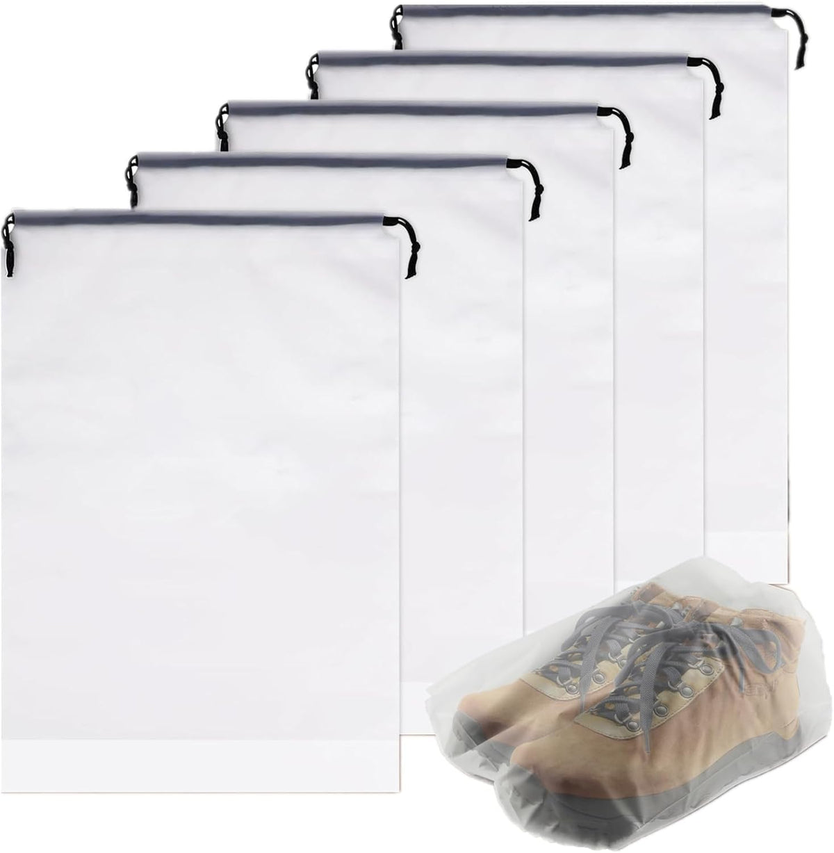 Store 20 Pack Transparent Shoe Bags 40x30 cm for Travel Large Clear Shoes Storage Organizers Pouch with Rope for Men and Women Home Storage Water-Resistant
