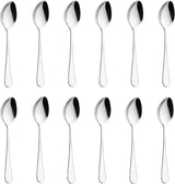 Store 12pcs Dinner Spoons Silverware Set, 17 cm Stainless Steel Soup Spoons, Mirror Polished Round Edge Tablespoons, Dishwasher Safe for Home, Restaurant