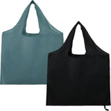 Store Grocery Bags 2 Pack Large Foldable Shopping Bag Folding into Attached Elastic Bands 44x40cm Reusable Washable