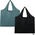 Store Grocery Bags 2 Pack Large Foldable Shopping Bag Folding into Attached Elastic Bands 44x40cm Reusable Washable