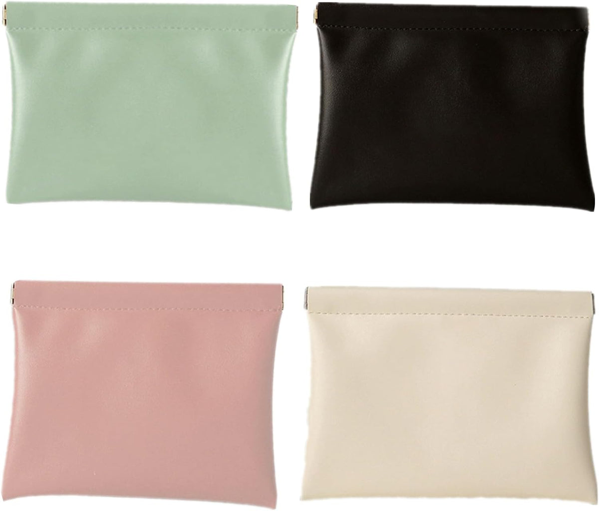 Store 4pcs Pocket Cosmetic Bags Waterproof Portable Small Makeup Bag No Zipper Self-Closing Purse 18x14cm Small Pouch for Women Mini Makeup Bag Travel Storage Organizer for Headphones Jewelry