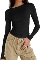 Women's Casual Basic Going Out Crop Tops Slim Fit Short Sleeve Crew Neck Tight T Shirts 2025
