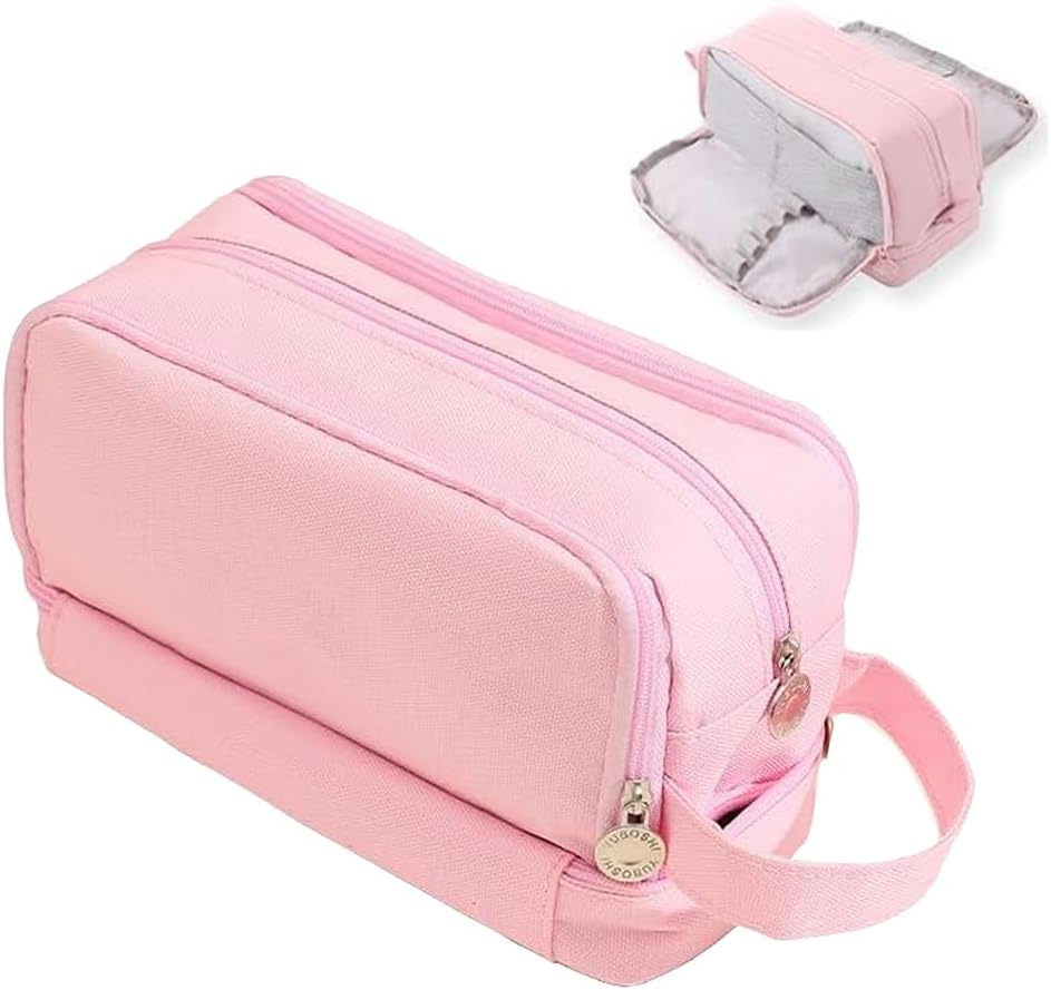 Large Capacity Pencil Case Adult, Office College School Portable Handle Cute Pencil Case with Zipper, Aesthetic Study Pencil Pouch Stationery Organizer for Back to School Teen Men Women (Pink)