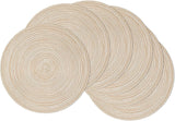 Round Braided Placemats Set of 6 Washable Round Placemats for Kitchen Table 15 inch Round Table Mats (Beige, 6)