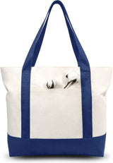 Stylish Canvas Tote Bag with an External Pocket, Top Zipper Closure, Daily Essentials