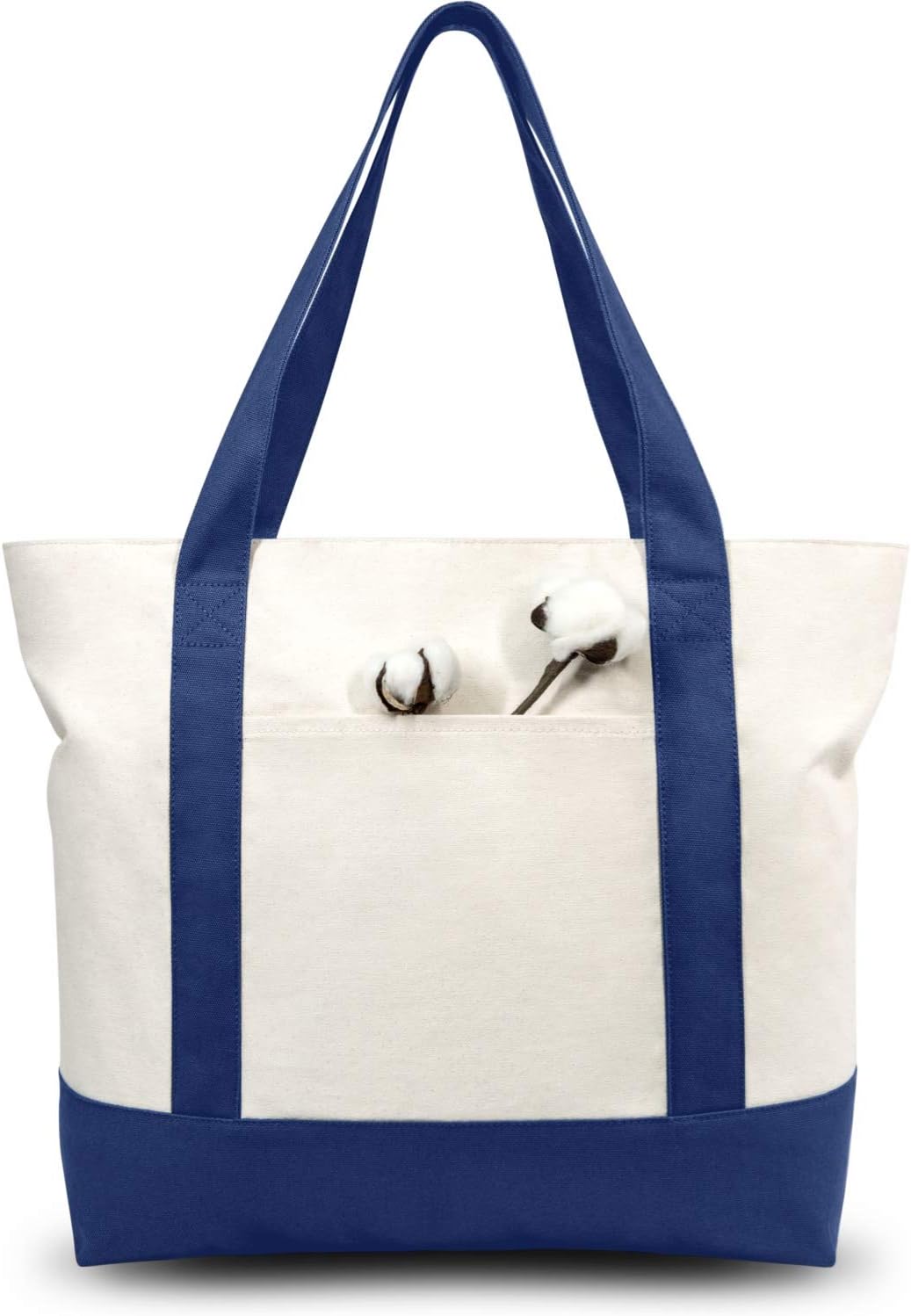 Stylish Canvas Tote Bag with an External Pocket, Top Zipper Closure, Daily Essentials