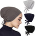 4 Pcs Women Hijab Undercap Muslim Inner Beanies Cap with Tie Back Closure Adjustable Underscarf Hat Chemo Turban Cap