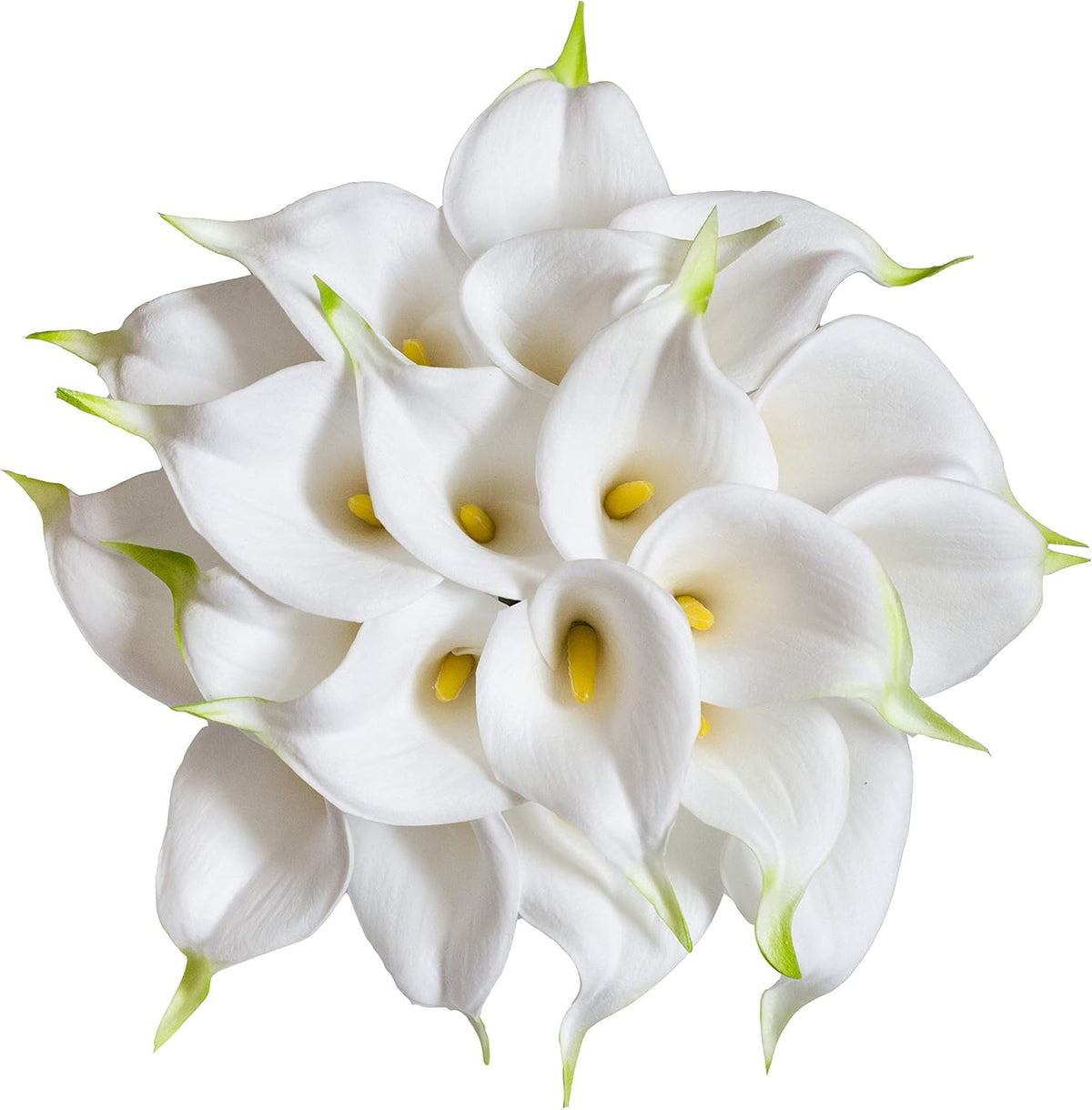 20Pcs Artificial Calla Lily Flower Real Touch Latex Flowers for DIY Wedding Bouquet Party Home Decor (White-Yellow Core)