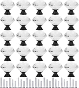 25 Pack Drawer Knobs Diamond Shaped Crystal Glass 30mm Cabinet Knobs Pull Handles (30mm, 25 Pack, Black)