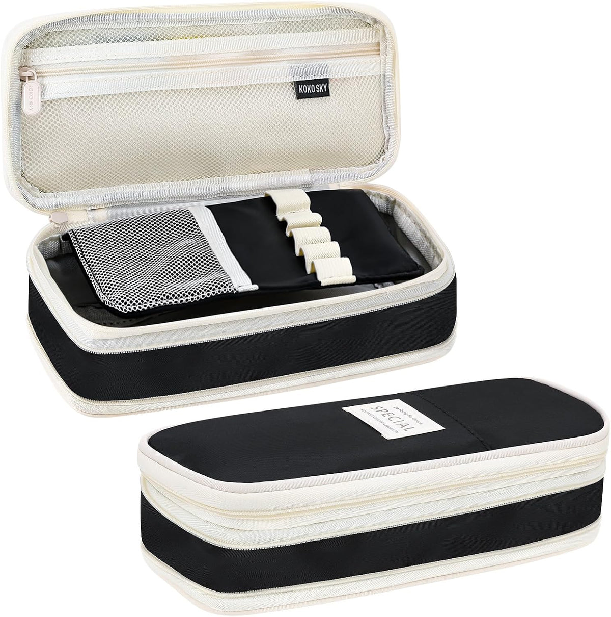 Large Capacity Pencil Case with Compartments, Aesthetic Pencil Pouch with Double Zipper Cute Pen Pouch for Students, Adults Teens, Back to School Supplies Office, Home Use