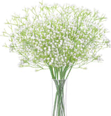 10Pcs Artificial Baby Breath Flowers White with Long Stem, Real Touch Silk Gypsophila Bouquets Bulk for Wedding, DIY Floral Arrangements, Home & Office Decor, Party Centerpieces, White