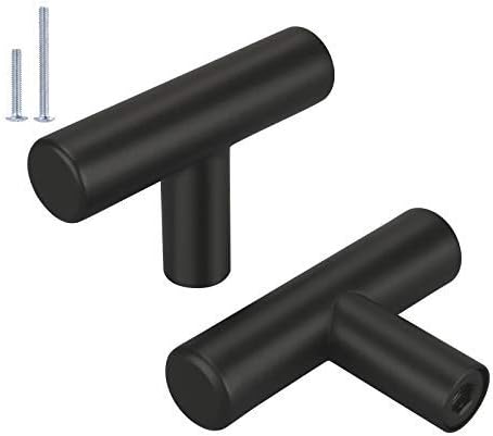 (50 Pack) Cabinet Knob Black Stainless Steel Drawer Knobs - HD201BK Matte Black Kitchen Cabinet Hardware
