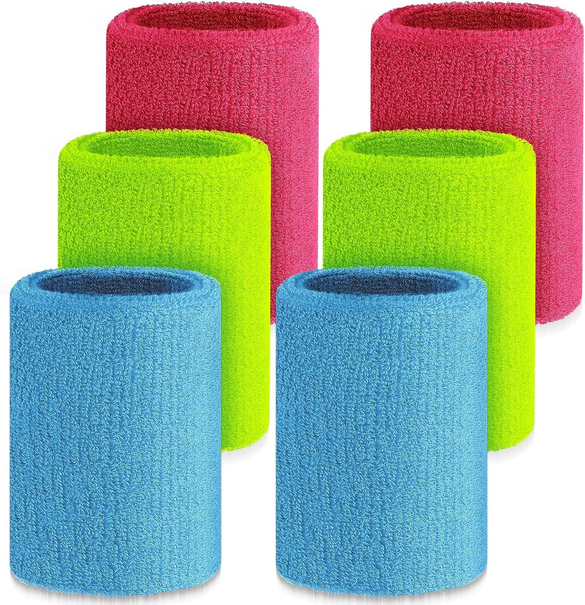 6 Pcs Cotton Blend 4 Inch Black Wrist Sweatbands for Tennis, Gymnastics, Working Out, Football, Running - Unisex, Athletes, Adults, Teens