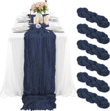 6 Pcs Navy Blue Cheesecloth Table Runner 10FT, Gauze Table Runner for Wedding Reception Sheer Bridal Shower Birthday Party Boho Table Decoration, Rustic Romantic Wedding Runner