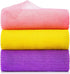3 Pieces African Bath Sponge Exfoliating Scrubbing Long Net Rag Wash Shower Body Scrubber, Yellow Pink Purple
