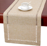 Handmade Hemstitch Beige Table Runner Or Dresser Scarf, Rectangular 14 By 108 Inch