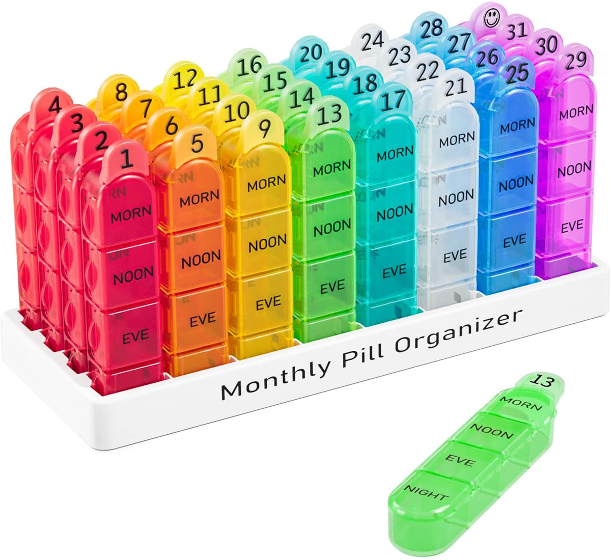 Monthly Pill Organizer 4 Times a Day, 30 Day Pill Organizer with Daily Pill Box Organizer, One Month Medicine Pill Case, 31 Day Pill Container Pill Holder to Hold Supplement and Medication