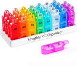 Monthly Pill Organizer 2 Times a Day - 30 Day Pill Box AM PM, BPA Free One Month Medicine Organizer Twice Daily, 31-Day Case to Hold Vitamins, Supplements & Medication