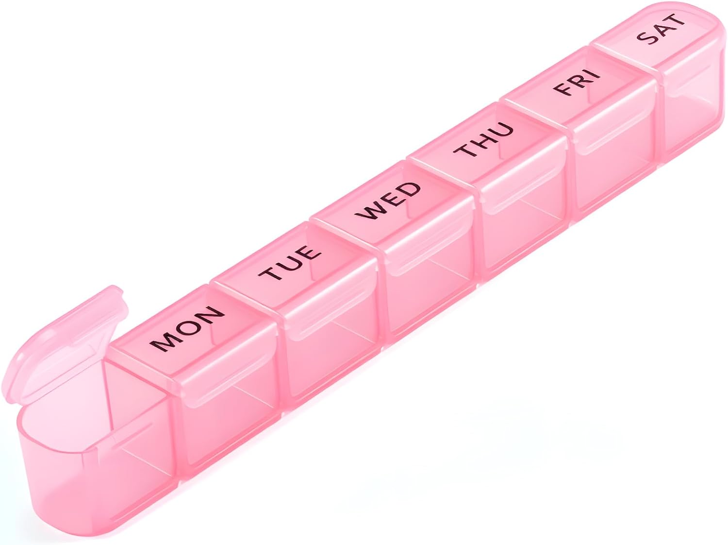 Weekly Pill Organizer, Large 7 Day Pill Box, Travel Pill Case, Daily Pill Dispenser for Vitamins, Medicines, Supplements, and Fish Oil(Pink)
