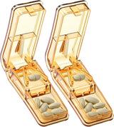 2PCS Pill Cutter for Small and Tiny Pills, Professional Pill Splitter for Cutting Small Pills or Large Pills in Half - Brown