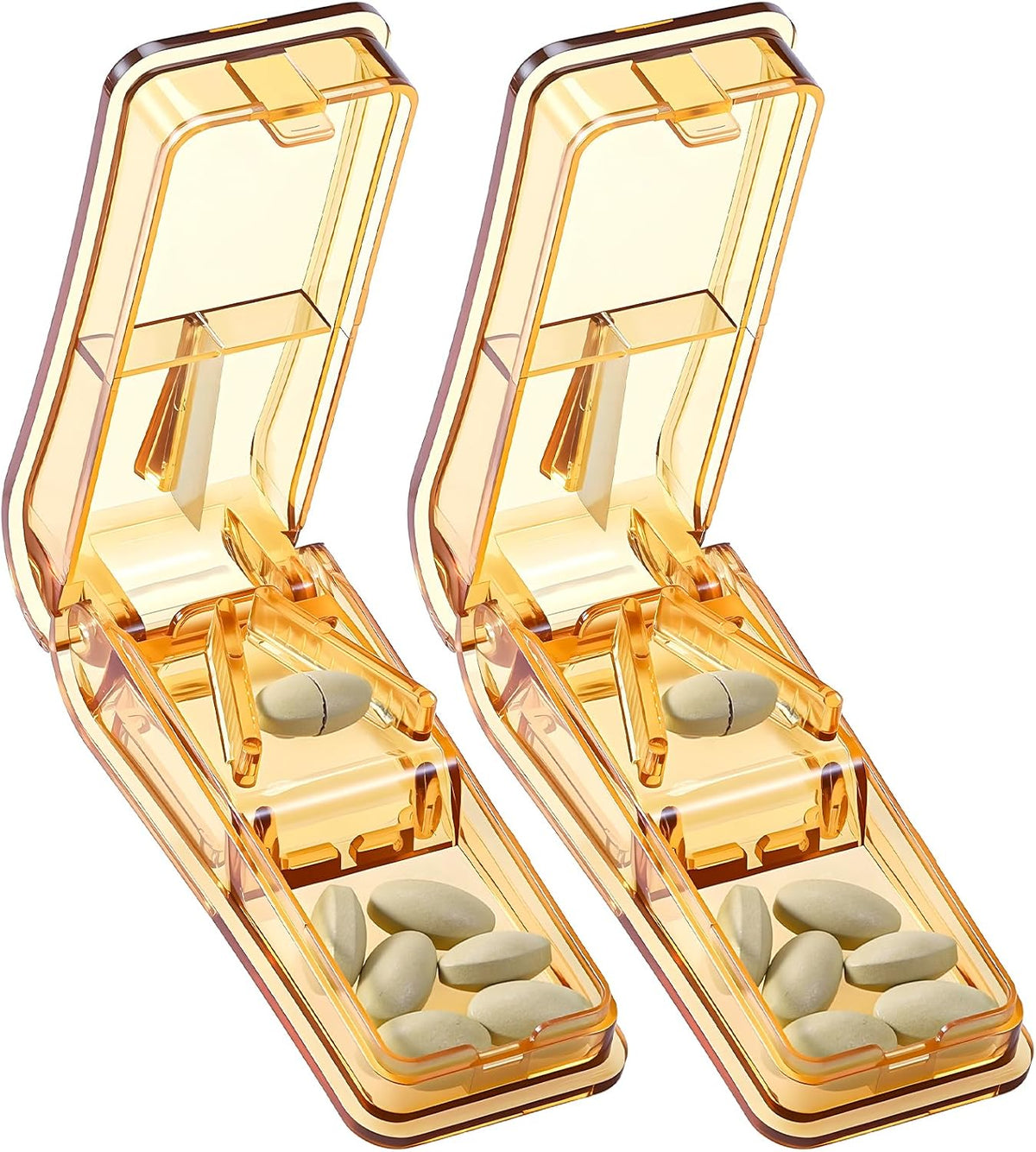 2PCS Pill Cutter for Small and Tiny Pills, Professional Pill Splitter for Cutting Small Pills or Large Pills in Half - Brown