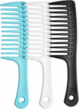 3 Pcs Wide Tooth Comb, Detangler Hair Comb for Women Shower Wet Dry Curly Long Thick Hair (Blue White Black)