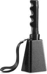 9" Metal Cowbells with Handle - (1 Pack) Cow Bells Loud Cheering Noise Makers for Sporting Events, Football Games, School Spirit, Rallies & Celebrations - Black Steel Percussion Music Instrument